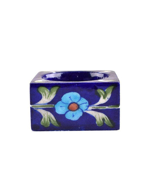 Blue Pottery Candle Holder Set Of 2pcs.
